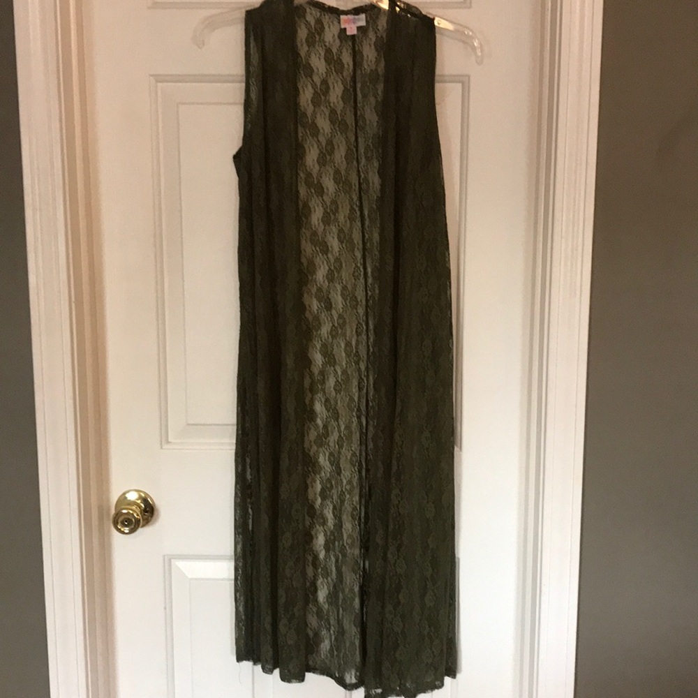 Olive green lace LuLaRoe Joy vest